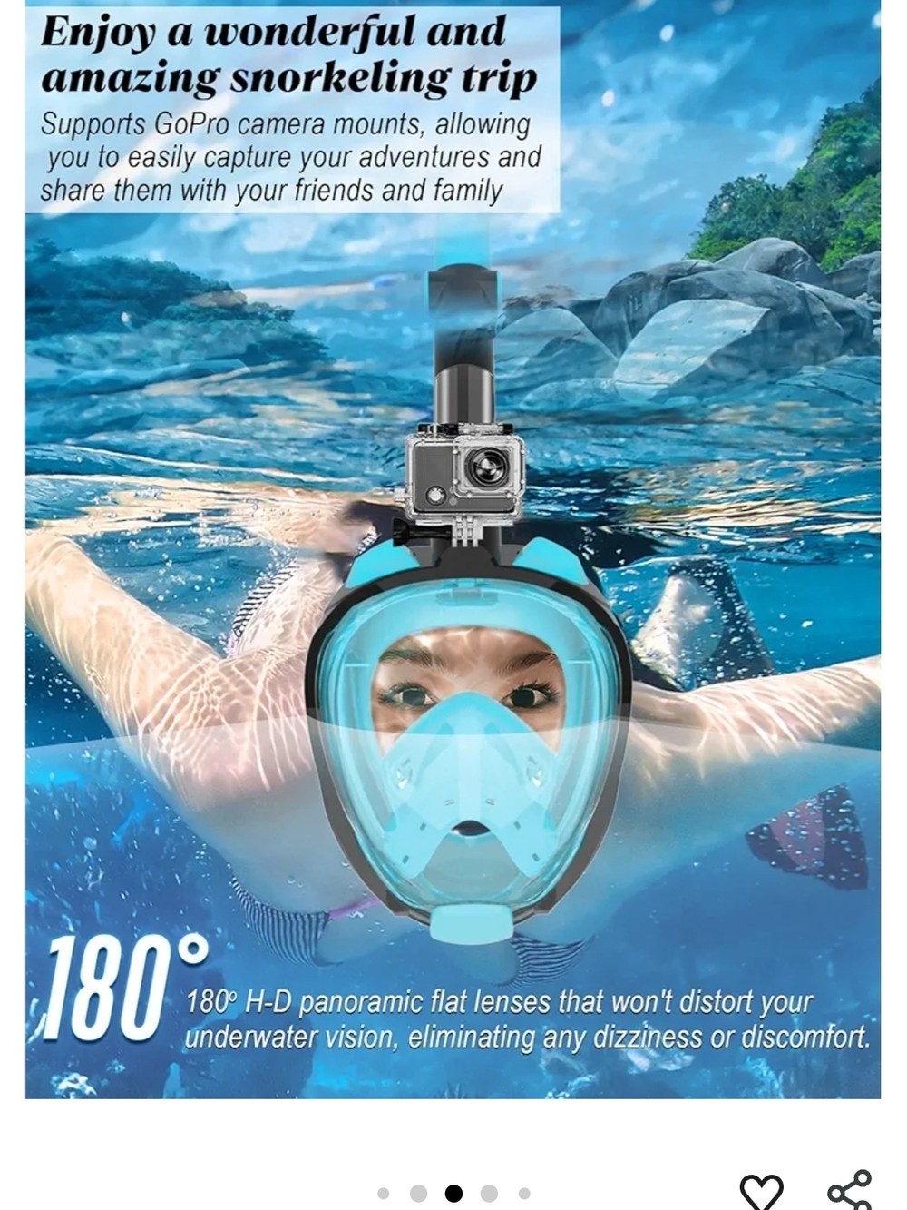 Full Face Snorkel Mask 180° Panoramic Anti-Fog | Sz L NWOT